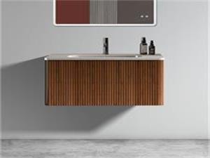 30 inch Striped Walnut Bathroom Vanity with White Ceramic Sink, Wall Mounted Floating Bathroom Vanity for Modern Bathroom, Pre-assembled